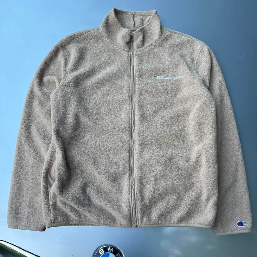 Tan beige Champion fleece jacket fleecelove full zip jacket